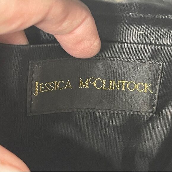 Jessica McClintock Black‎ Satin Evening Purse/Clutch with Ruffled Bow - Picture 2 of 8